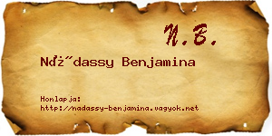 Nádassy Benjamina névjegykártya